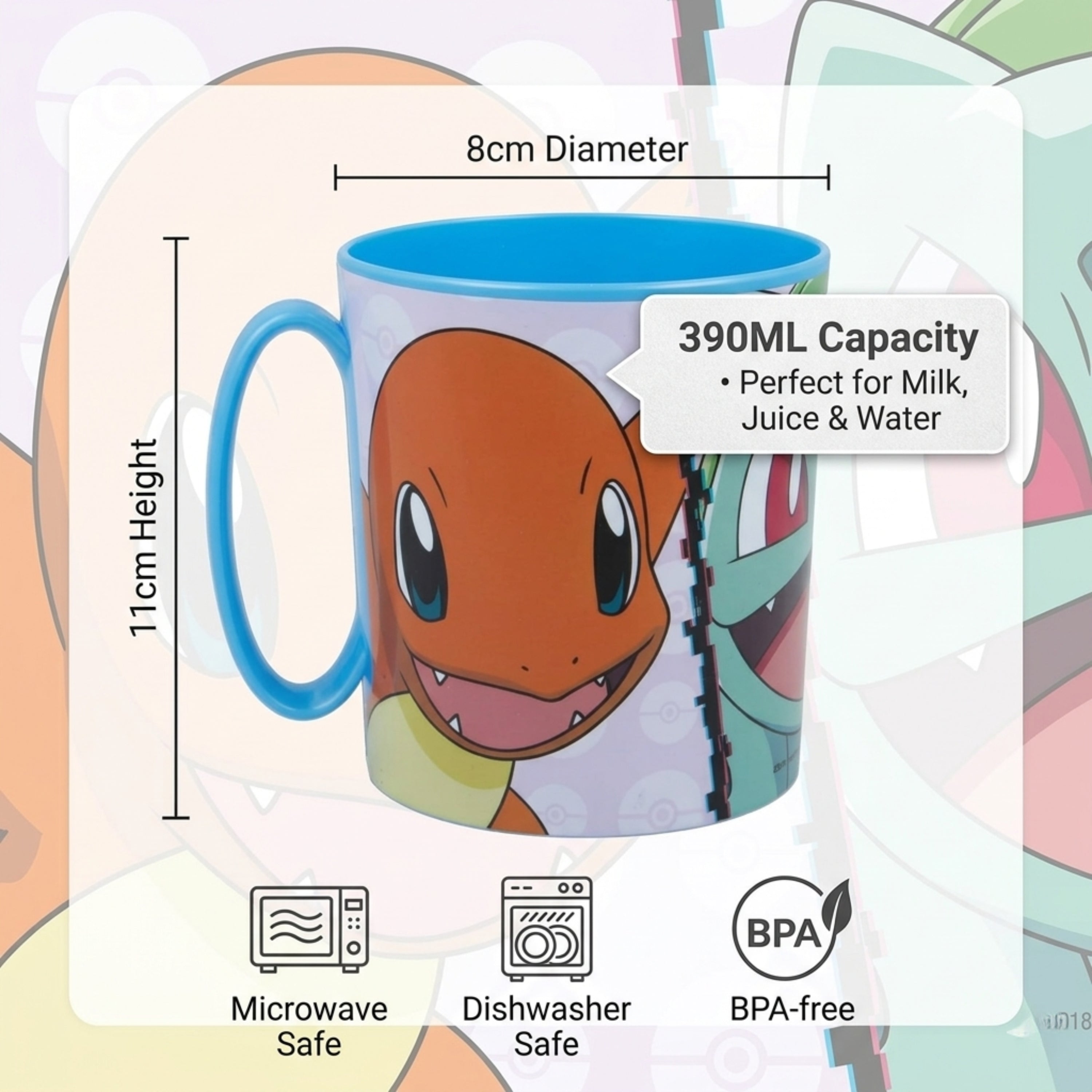 Kids Microwave Mug Reusable Plastic Cup - 390ml