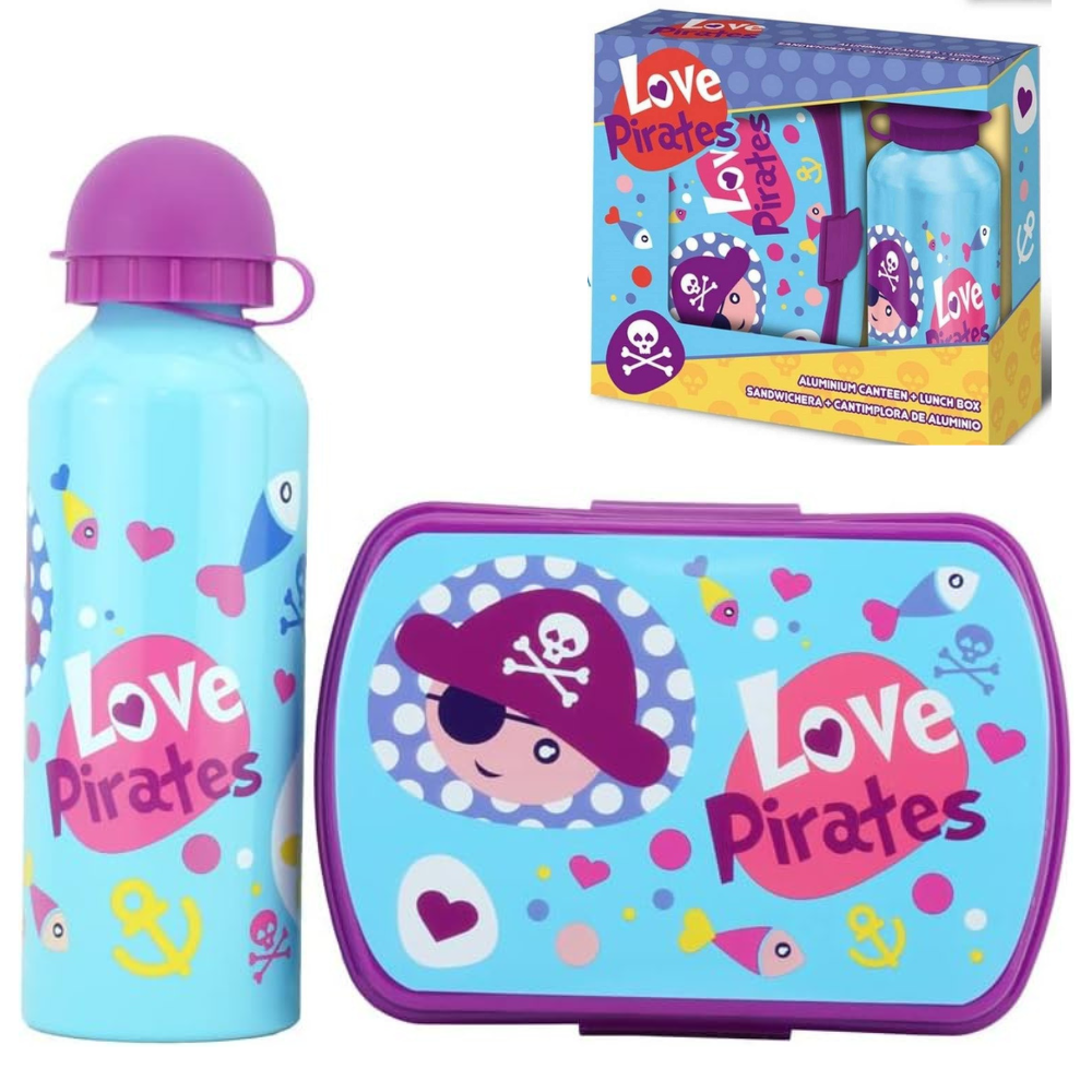 Lunch Box+Aluminium Canteen-Love Pirates