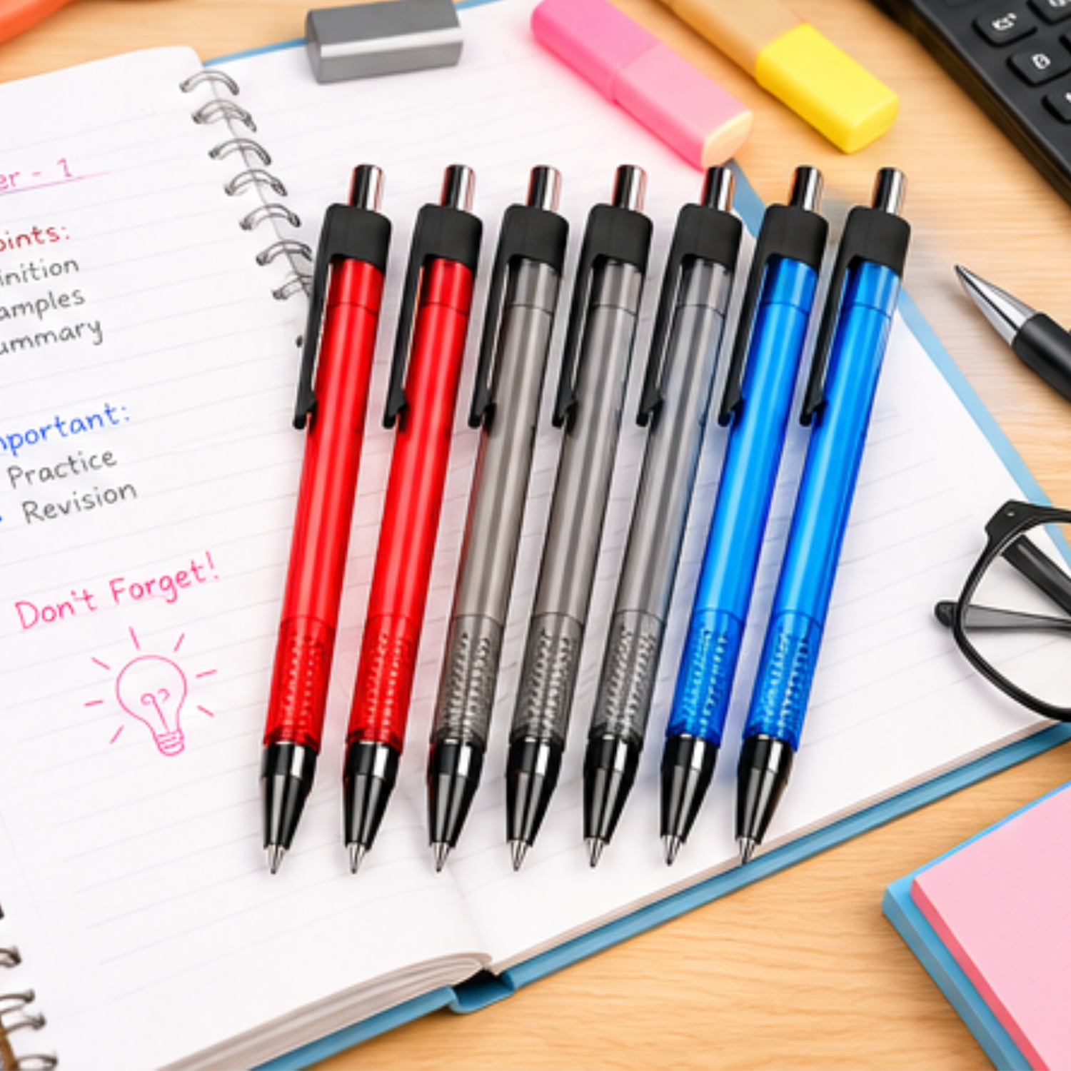 8Pcs Retractable Smooth Writing Ballpoints