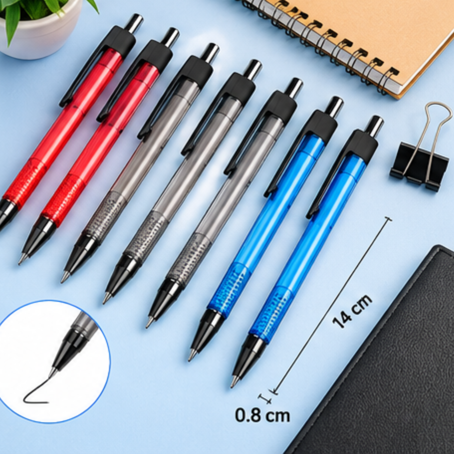 8Pcs Retractable Smooth Writing Ballpoints