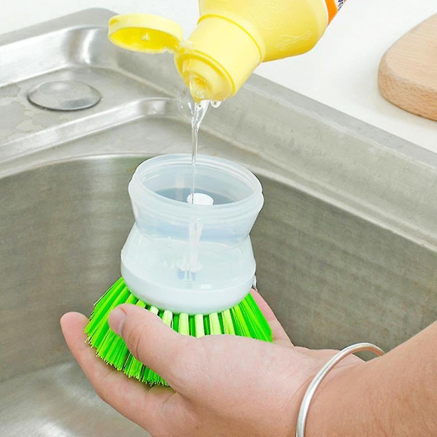 Soap Dispensing Washing Up Brush Kitchen Cleaning Scrubber