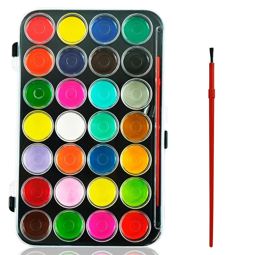 Water Colour Pallete & Brush - 28 Colours