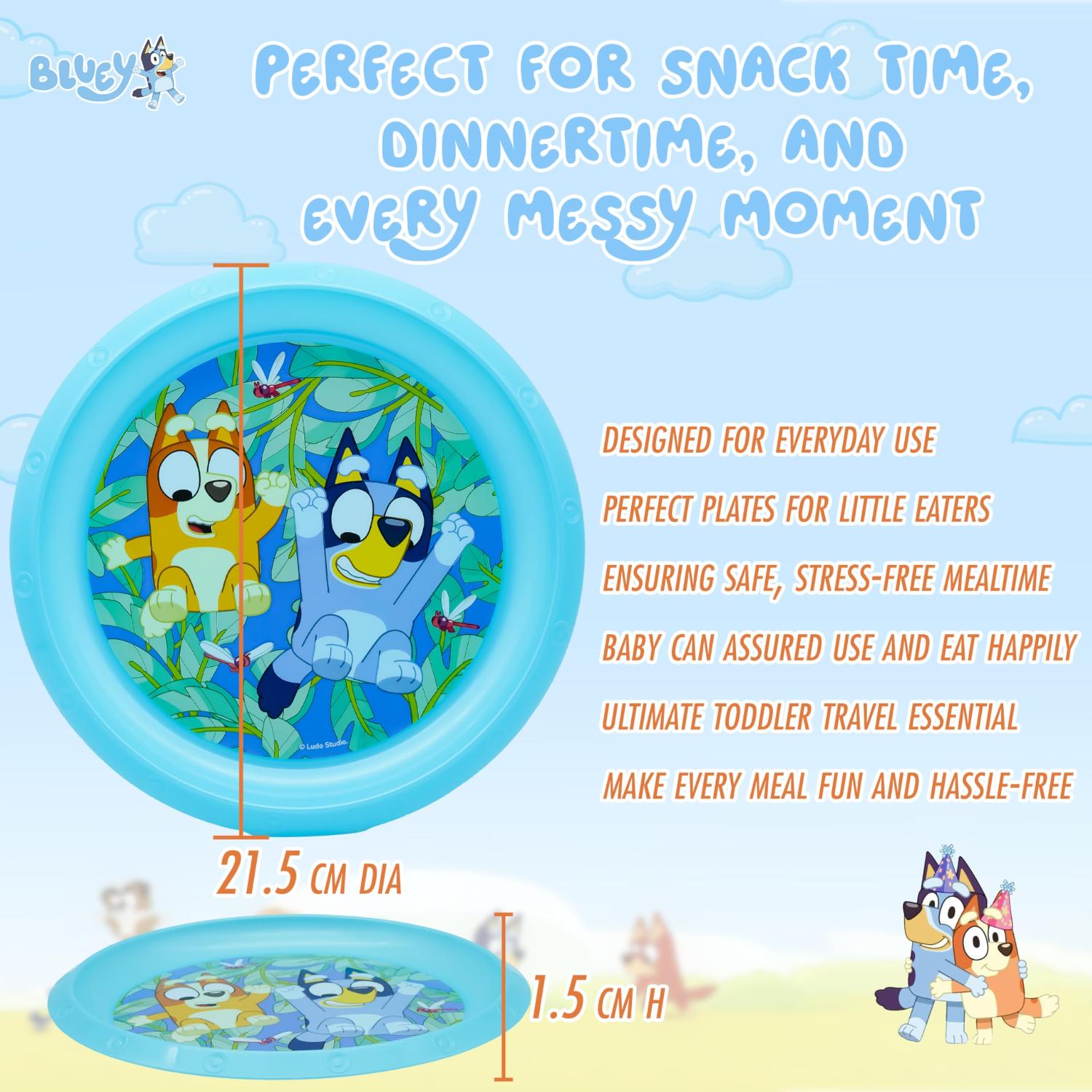 Kids 21.5cm BPA-Free Plastic Plate Reusable Round Snack Plate