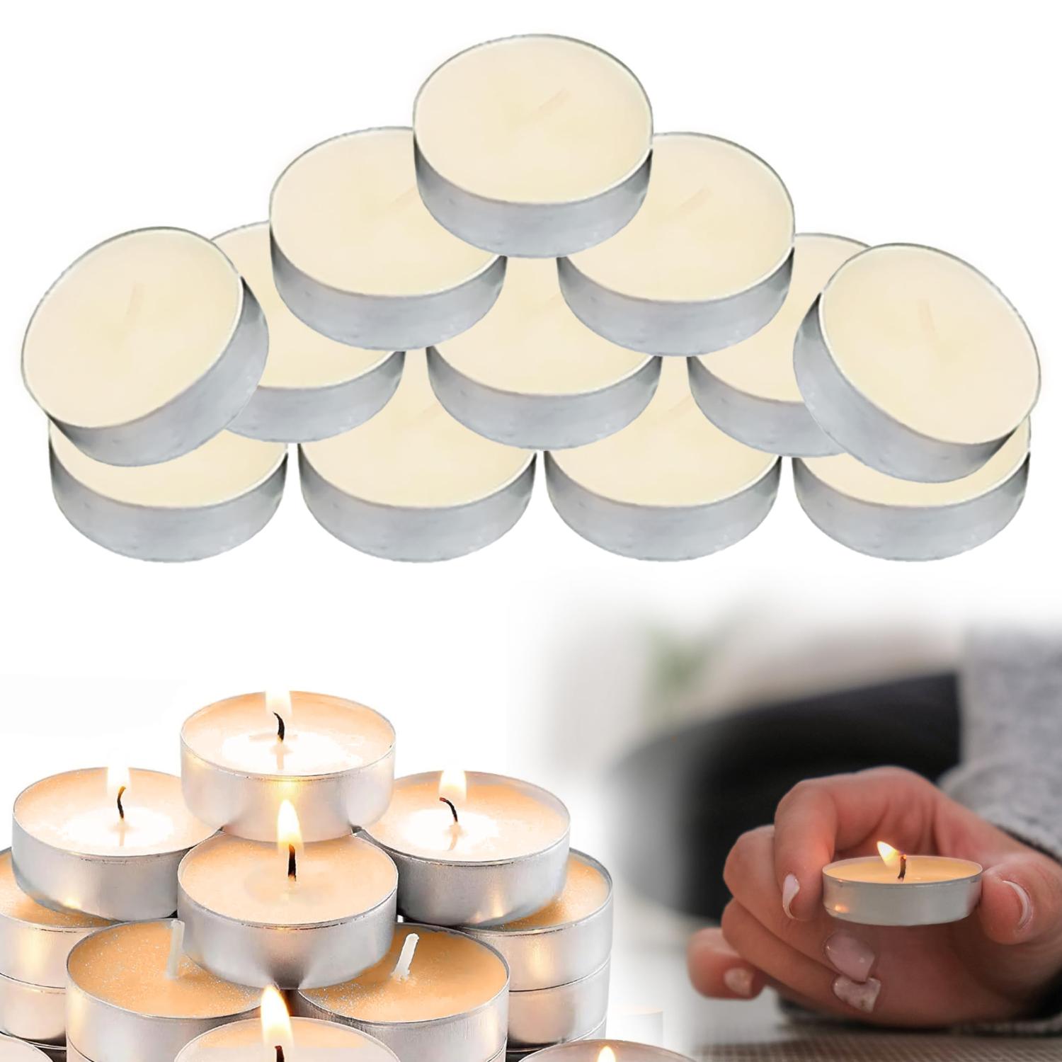Wax Tea Light Candles Long Burn Unscented & Scented Assorted Packs