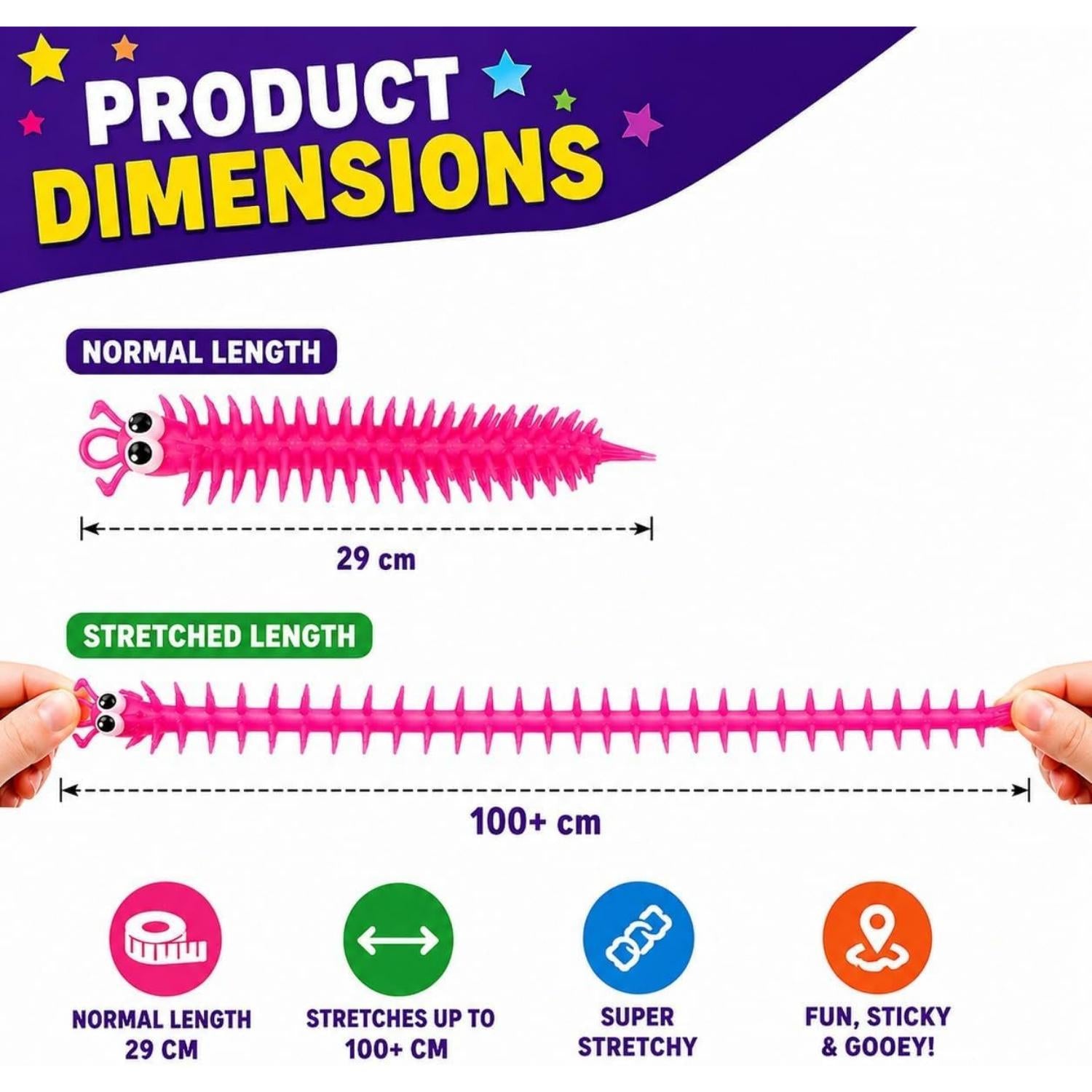 29cm Stretchy Centipede Fidget Toy - 1x Random