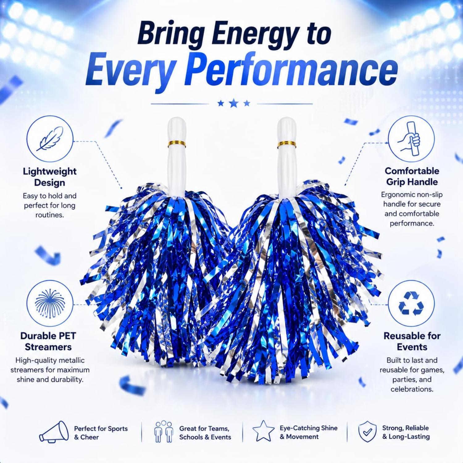 35cm Cheerleading Pom Poms Dance & Sports Events - Assorted