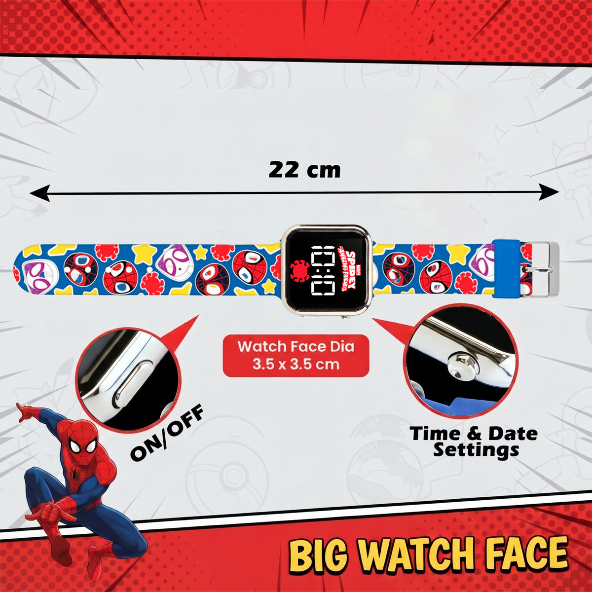 Spidey Kids Licensed LED Wrist Watch 3.5cm – view 2