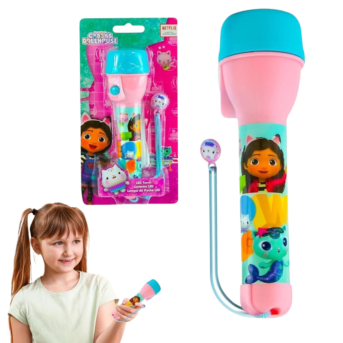 Gabby's Dollhouse Kids Licensed LED Torch with Lanyard