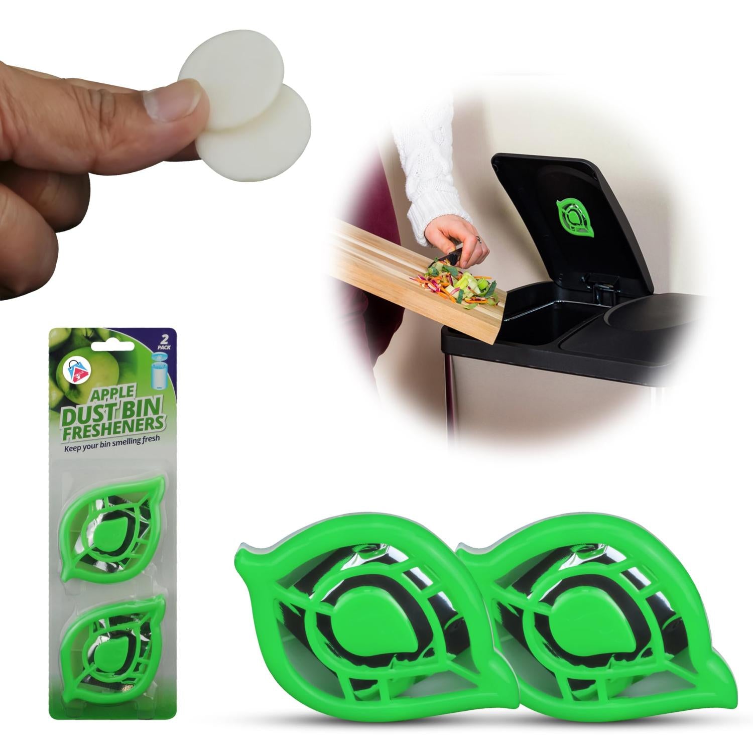 2Pk Self Adhesive Leaf Design Bin Fresheners - Assorted