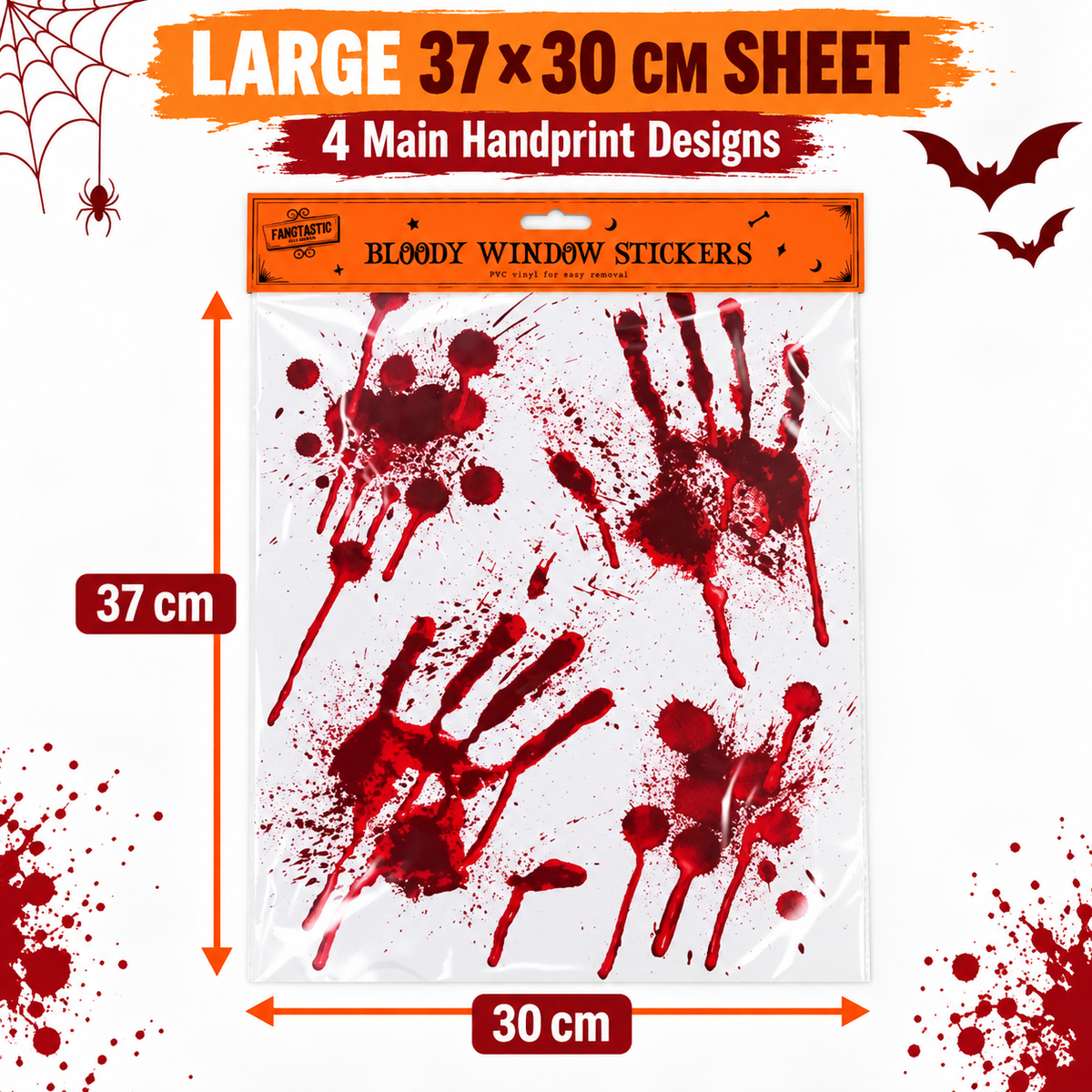 Halloween Bloody Handprint Window Stickers Sheet