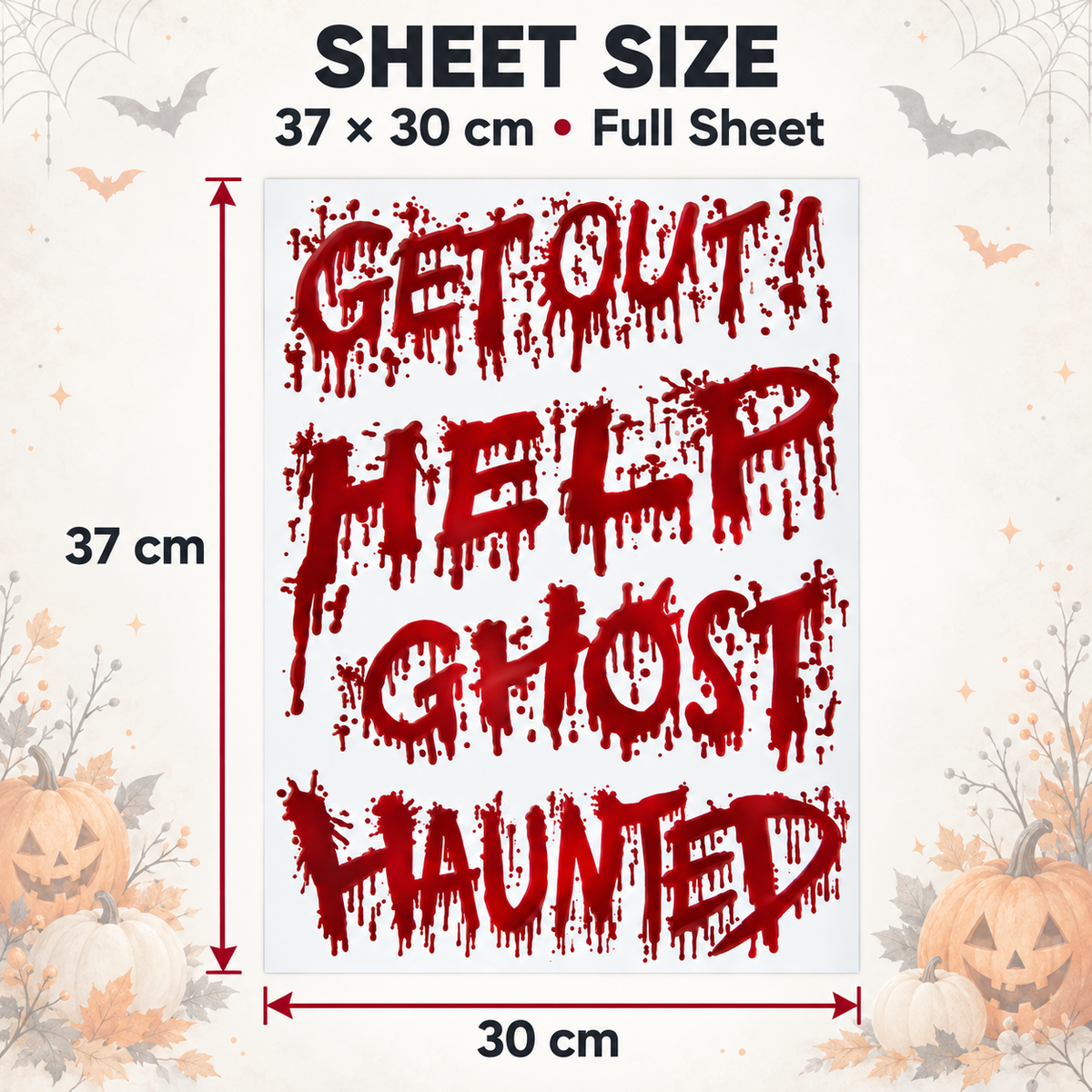 Halloween Bloody Horror Words Window Stickers Sheet