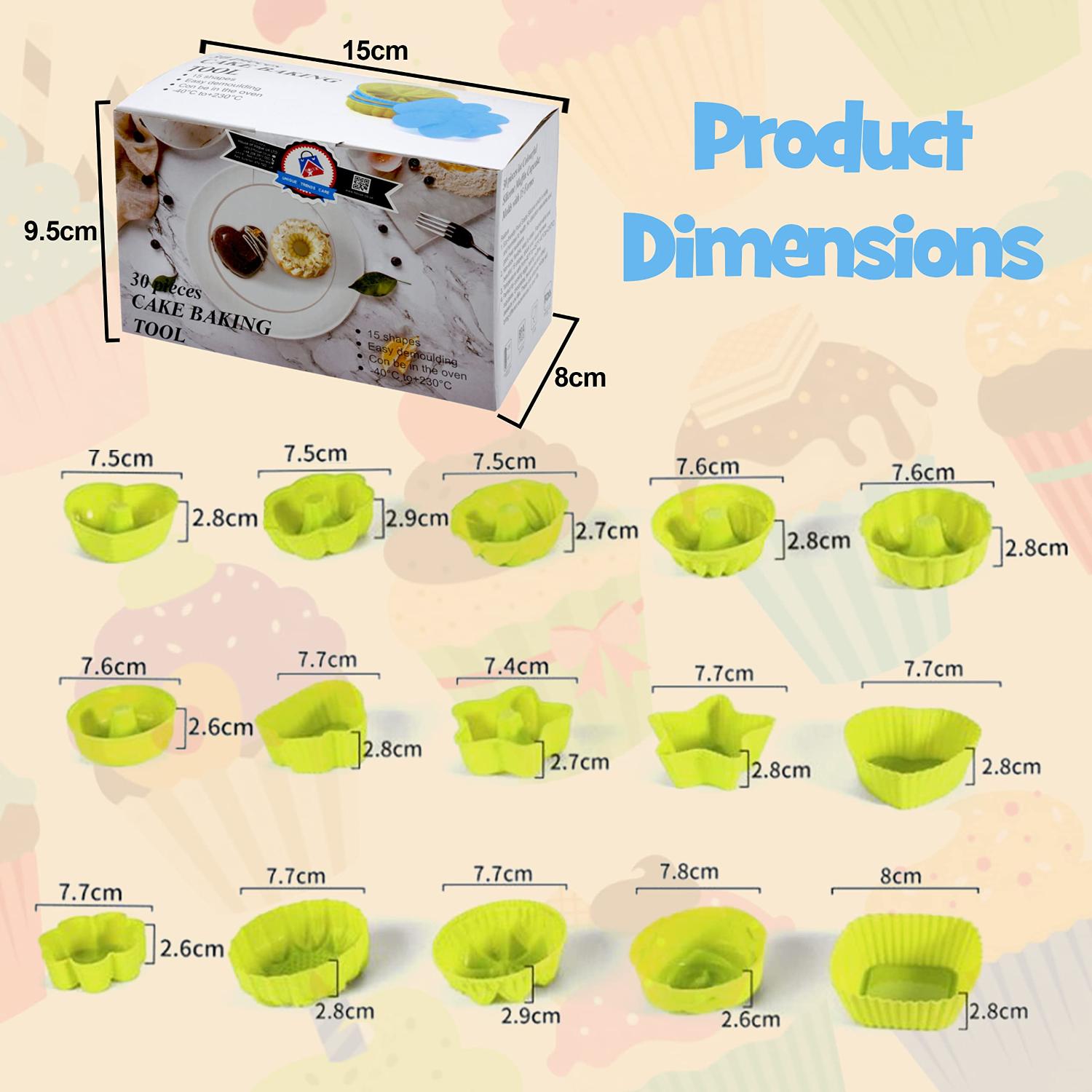 Reusable Silicone Muffin Cases Non-Stick Assorted Baking Moulds