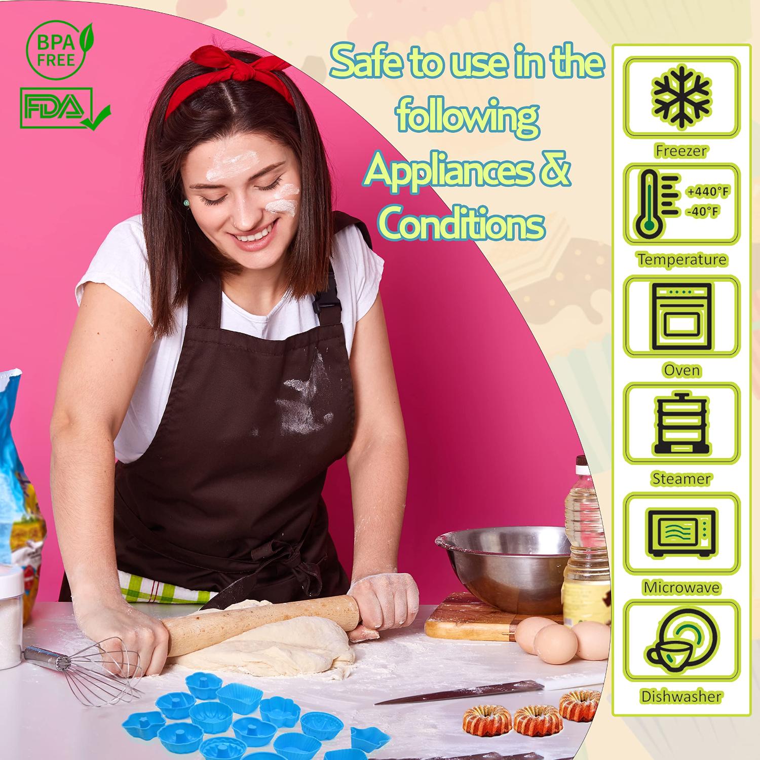 Reusable Silicone Muffin Cases Non-Stick Assorted Baking Moulds