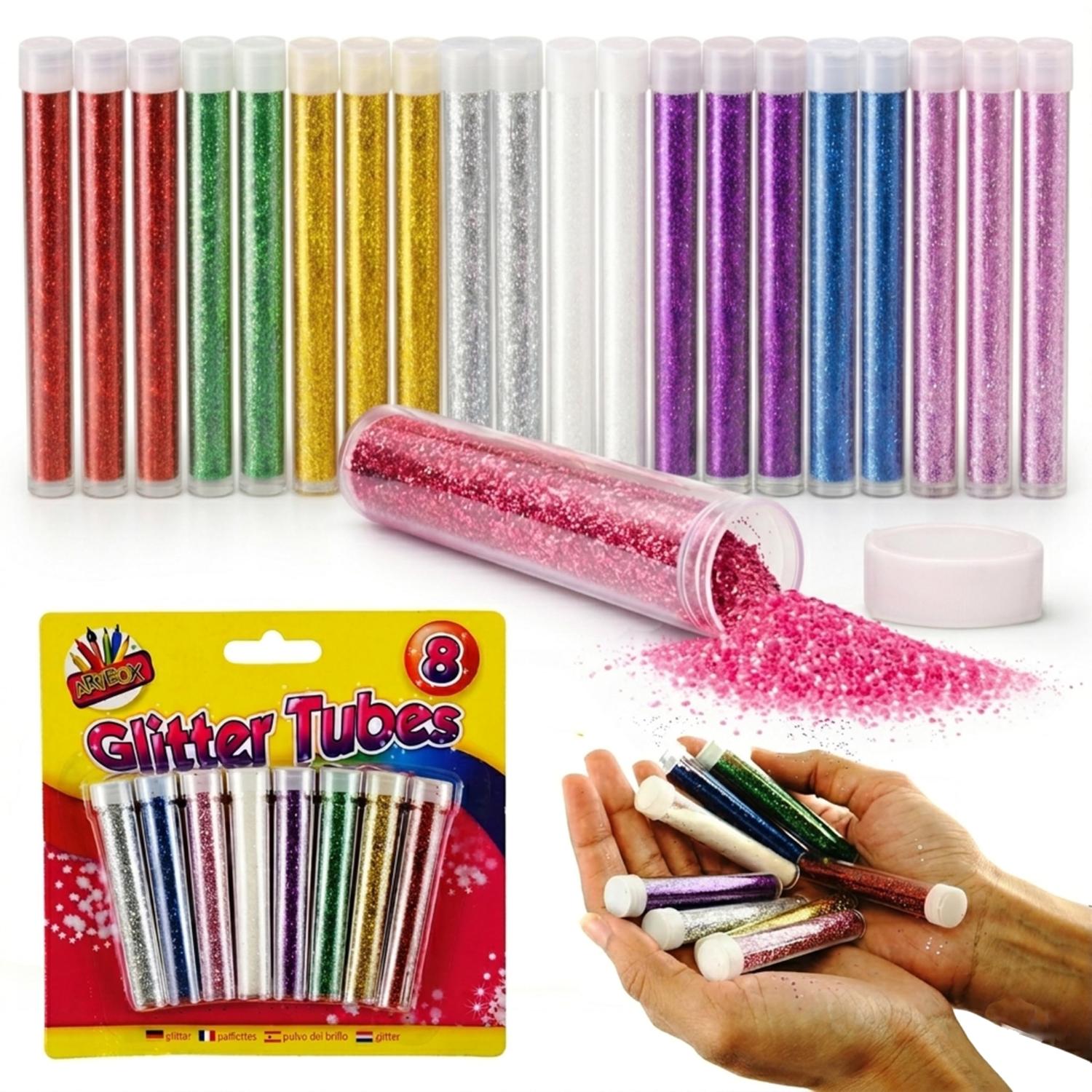 Glitter Craft Tubes Set 8pcs Assorted Colours
