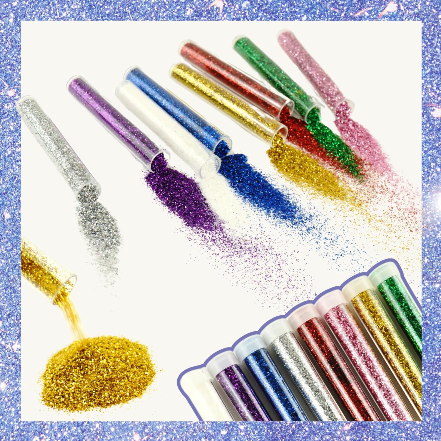 Glitter Craft Tubes Set 8pcs Assorted Colours