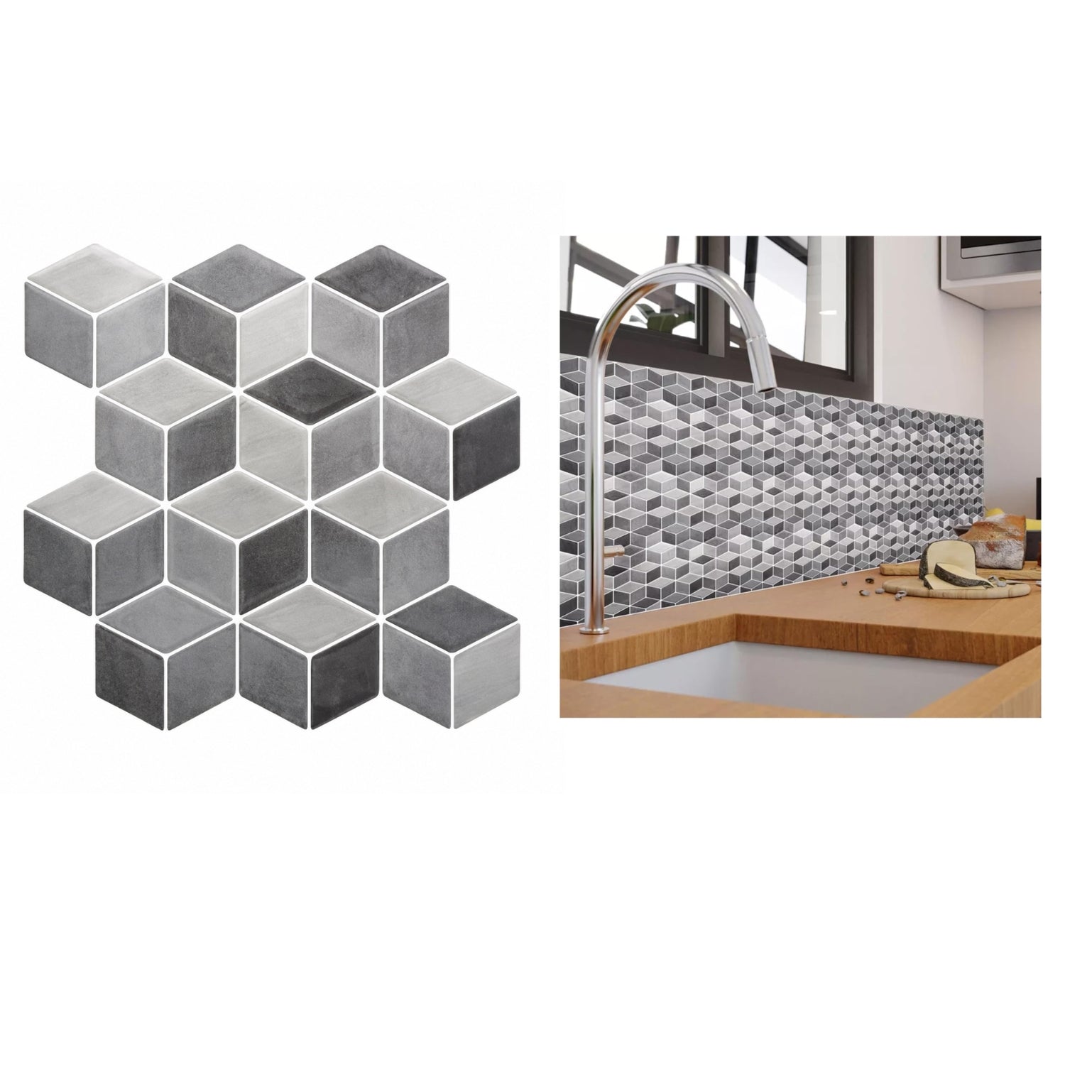 Self-Adhesive Mosaic Wall Tiles Waterproof Peel & Stick Panels