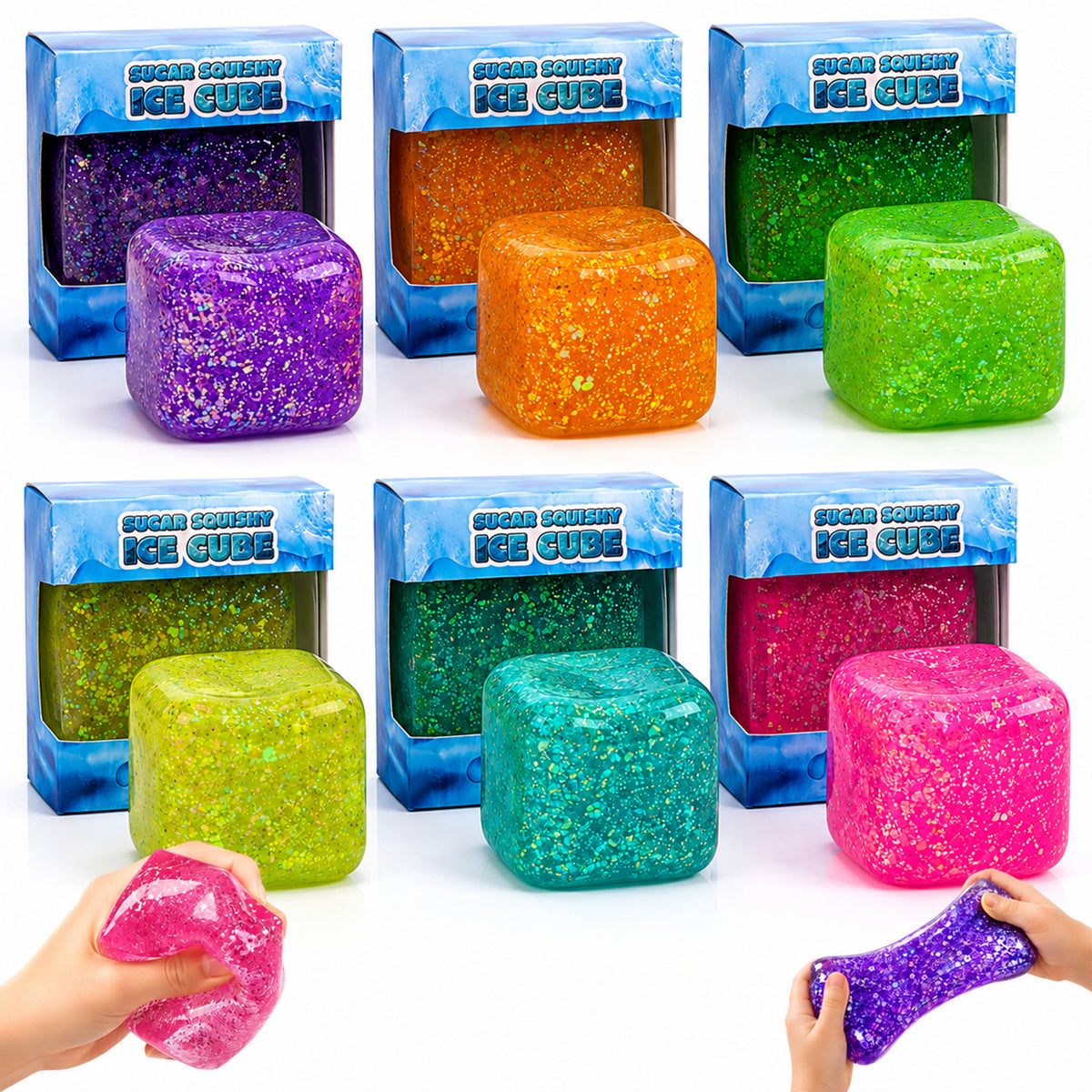1x Random Squishy Cube Fidget Toy - Jumbo Glitter (8cm) – view 16