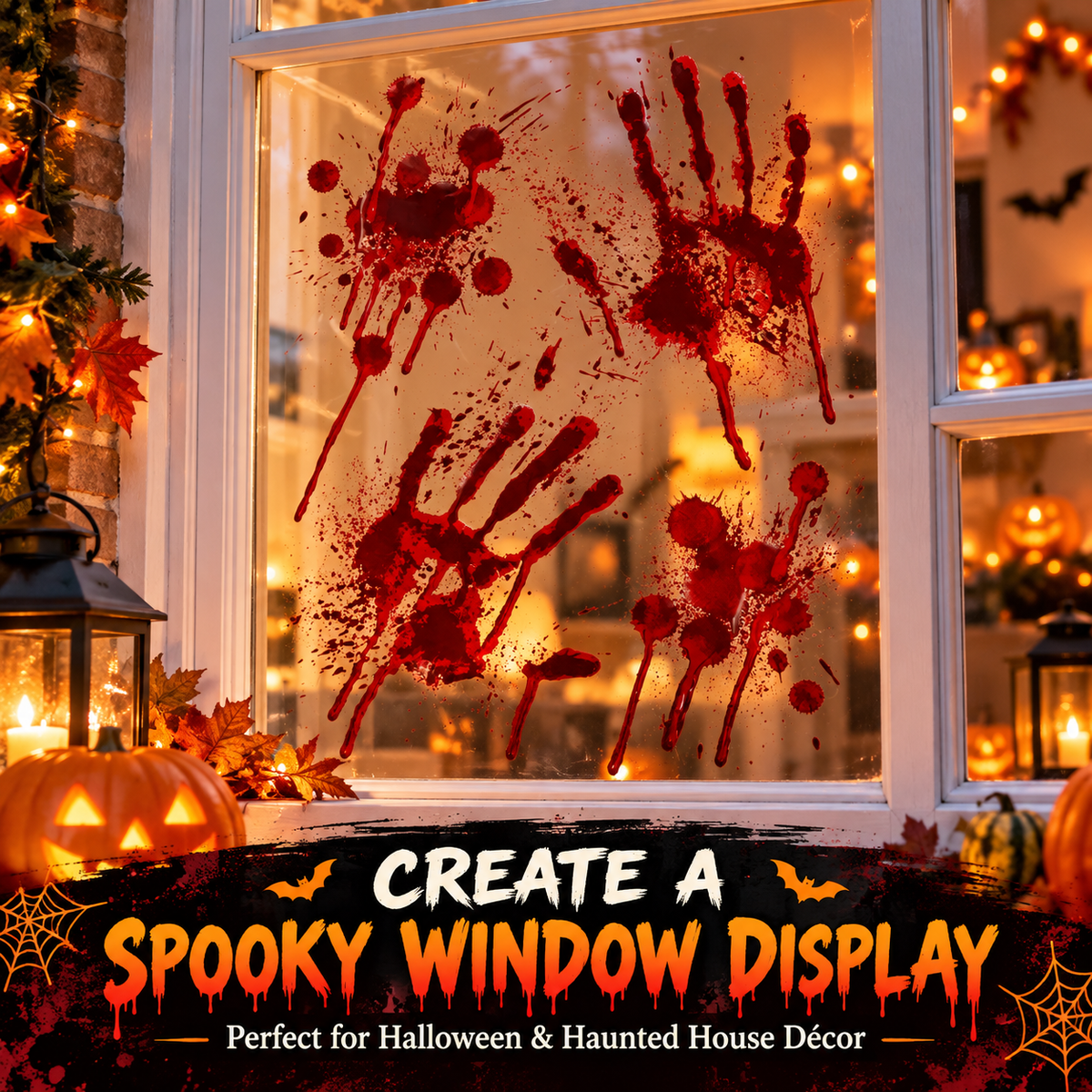 Halloween Bloody Handprint Window Stickers Sheet