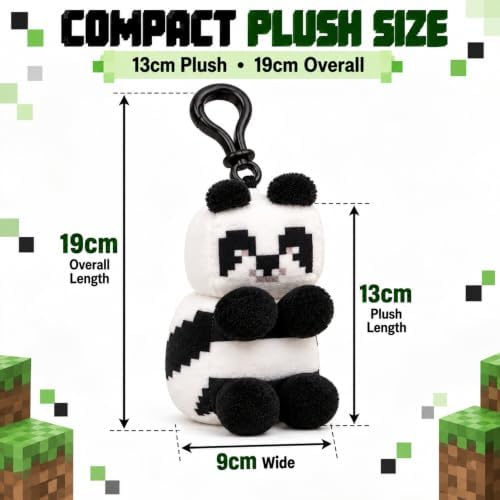 3D Minecraft Panda Plush Clip On Keyring