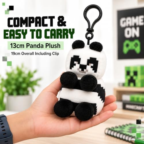 3D Minecraft Panda Plush Clip On Keyring