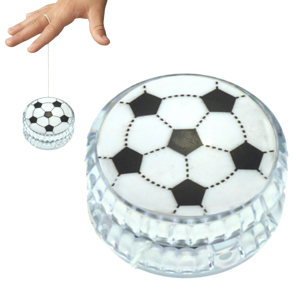 5cm LightUp Football Printed Yoyo- White