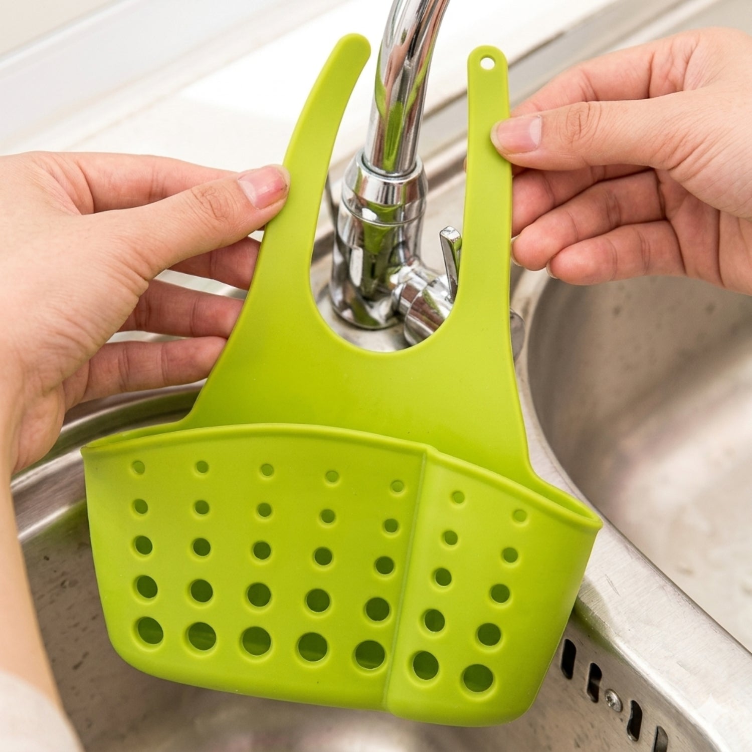 Silicone Sink Caddy Kitchen Organiser Hanging Storage Basket