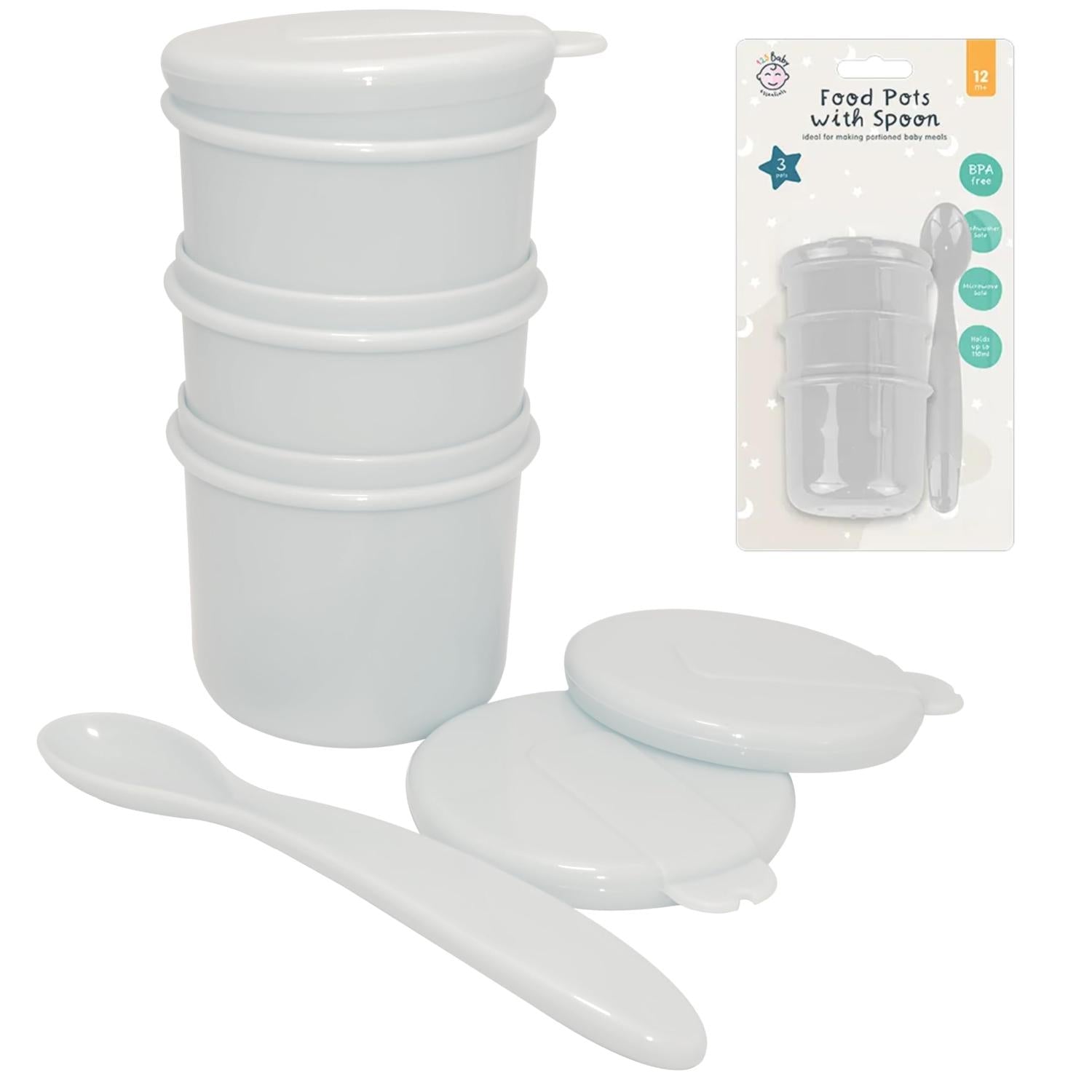 Baby Food Storage Pots with Spoon BPA Free 4 Piece Set