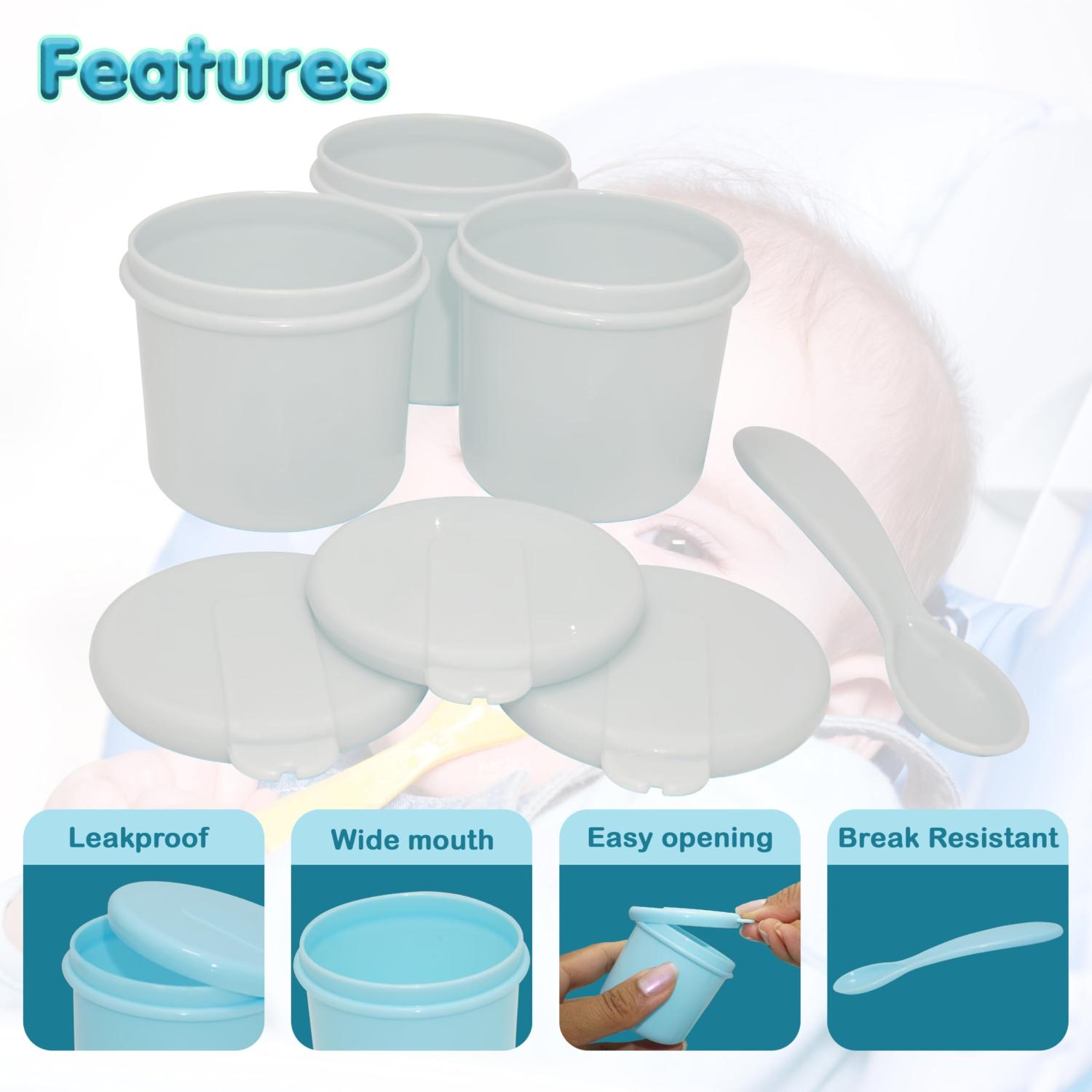 Baby Food Storage Pots with Spoon BPA Free 4 Piece Set