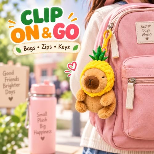 Softlings Capybara Clip On Plush 17cm with Fruit & Veg Hat