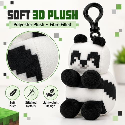 3D Minecraft Panda Plush Clip On Keyring