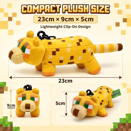 3D Minecraft Ocelot Plush Clip On Keyring
