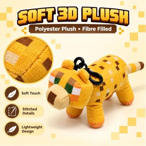 3D Minecraft Ocelot Plush Clip On Keyring