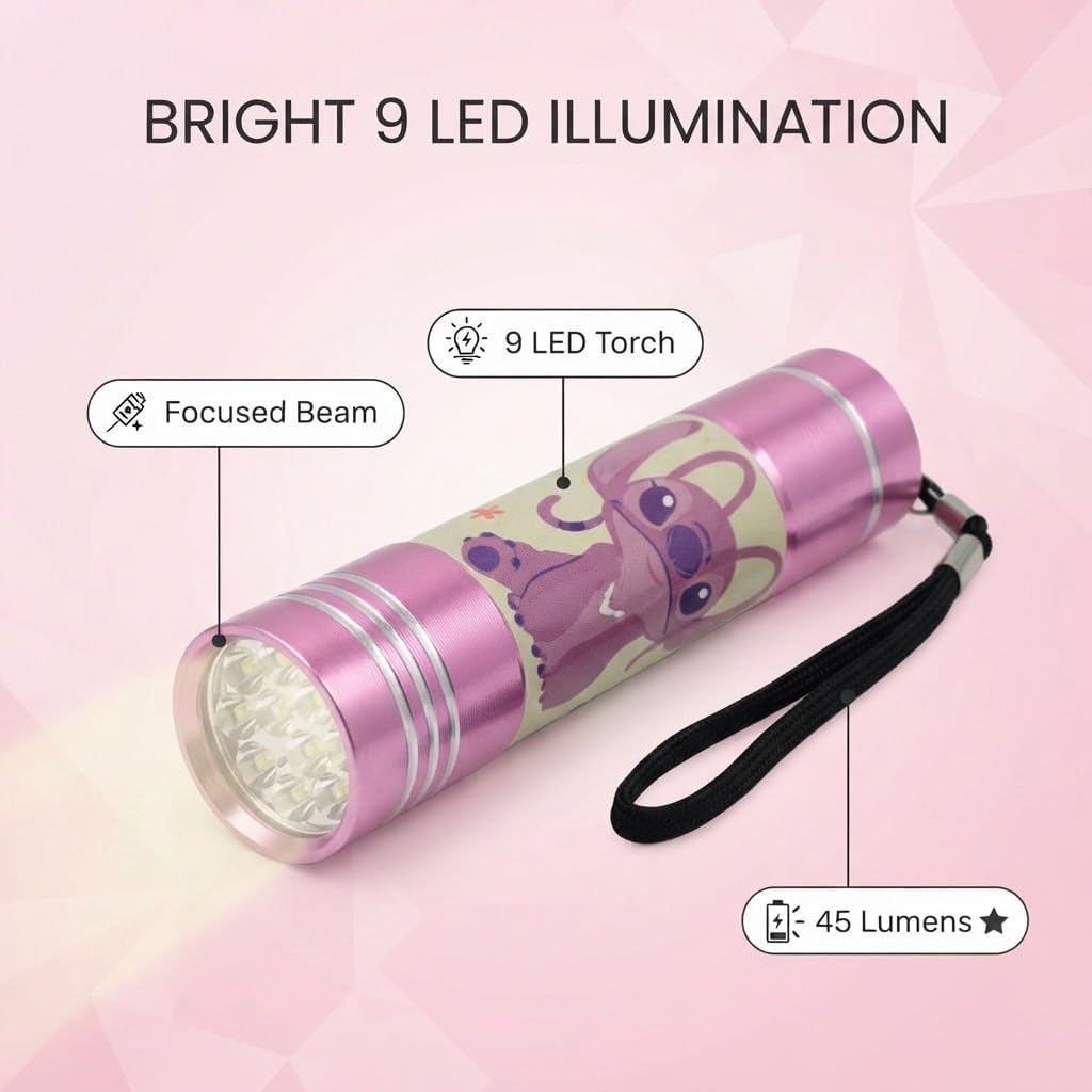 Disney Stitch 9 LED Mini Pink Flashlight 8.7cm