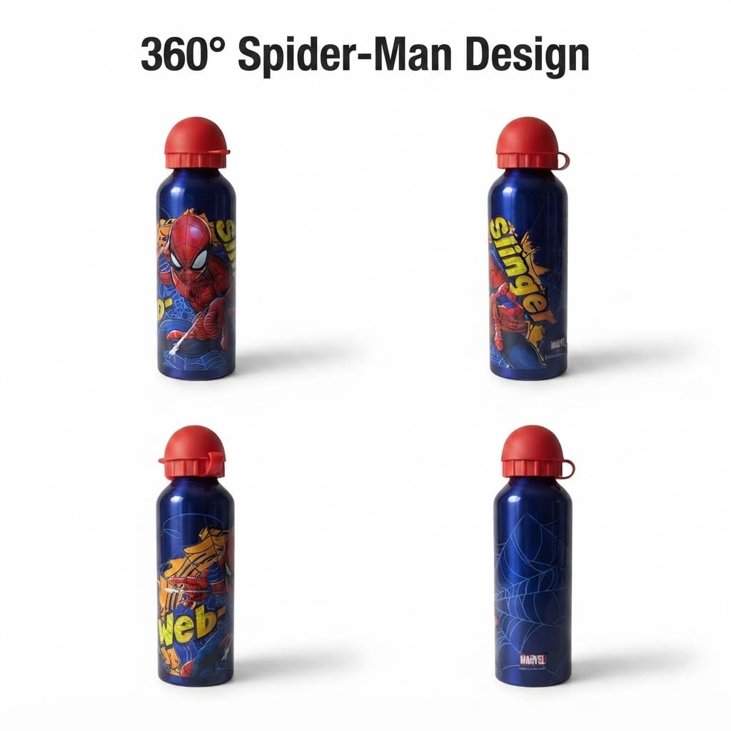 Spider-Man Kids Licensed Aluminium Water Bottle 500ml - Dark Blue