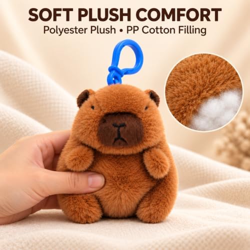 Capybara Plush Keyring, Cute Animal Clip On Keychain