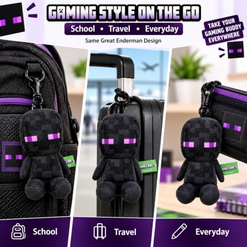 Enderman Kids Licensed 3D Plush Clip On Keyring