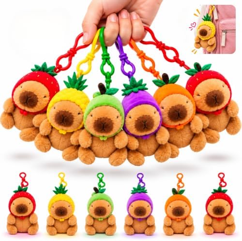 Softlings Capybara Clip On Plush 17cm with Fruit & Veg Hat