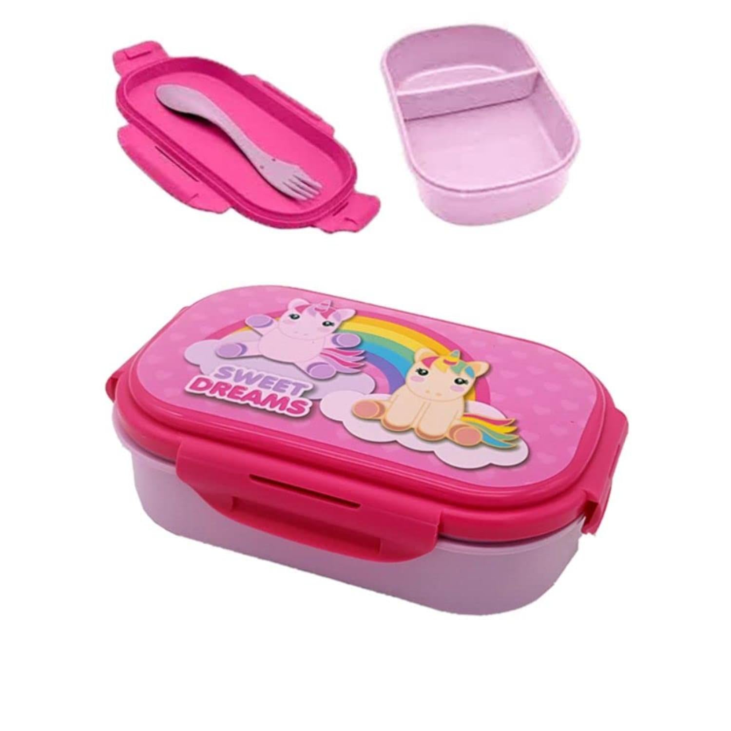 Kids BPA Free Plastic Lunch Box with Cutlery - Assorted