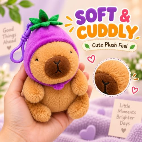 Softlings Capybara Clip On Plush 17cm with Fruit & Veg Hat