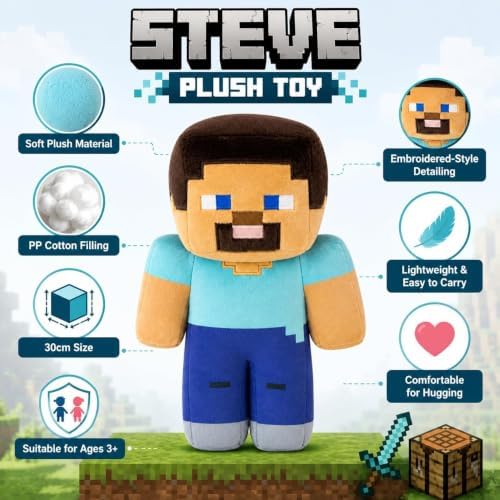 Minecraft Steve Licensed Plush Kids Toy