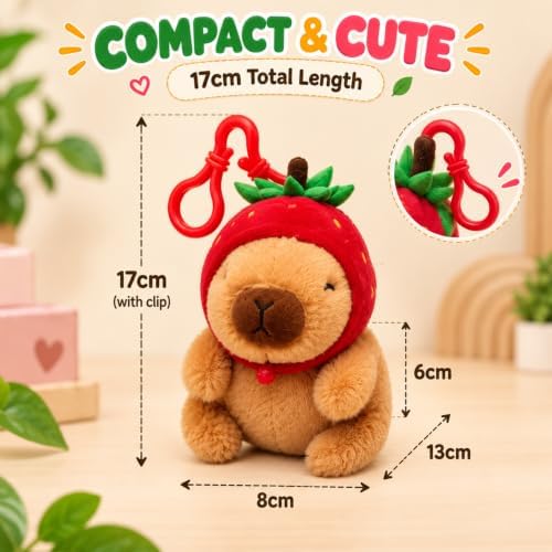 Softlings Capybara Clip On Plush 17cm with Fruit & Veg Hat