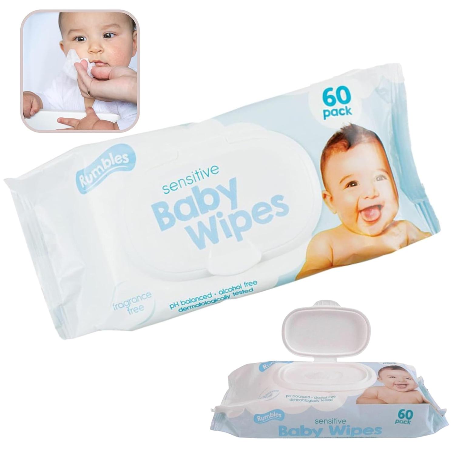 Fragrance-Free Baby Wipes Sensitive Skin 60 Pack