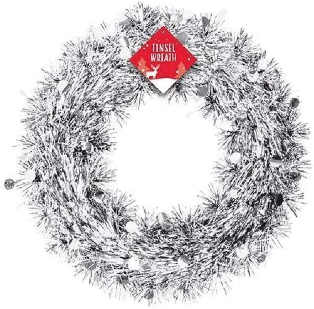Christmas Home Door Tinsel Wreath 21cm