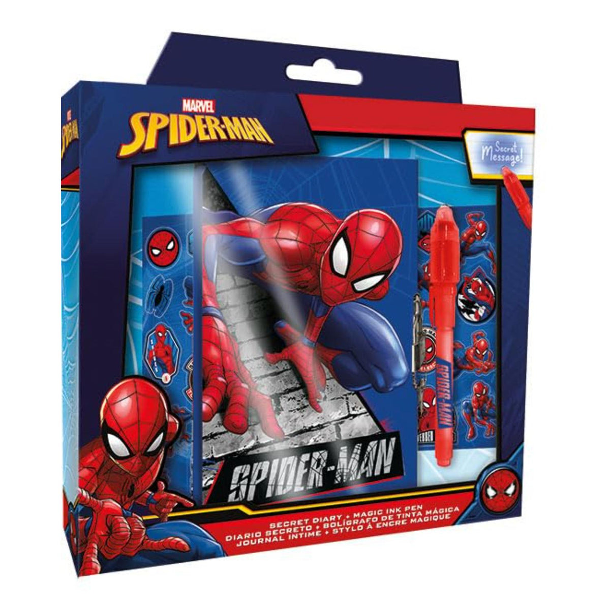 Spider-Man Web Kids Licensed Secret Diary & Magic Ink Pen Stationery Set