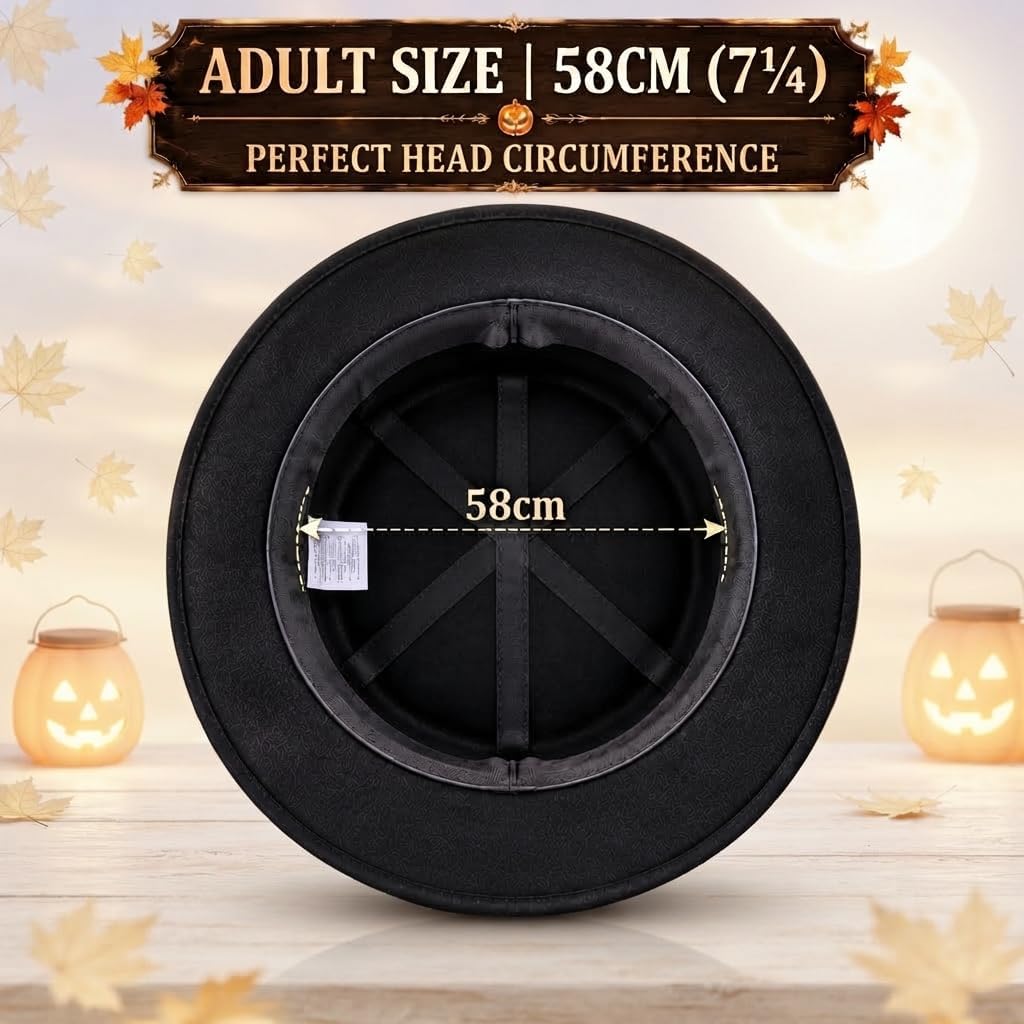 Halloween Black Velvet Bowler Hat for Adults