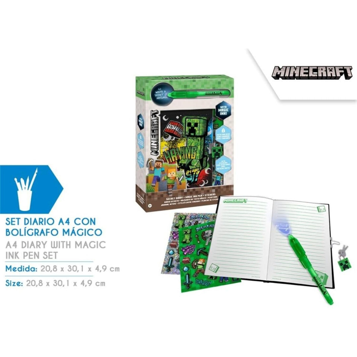 Minecraft Kids Licensed Secret Diary & Magic Ink Pen Stationery Set – view 4