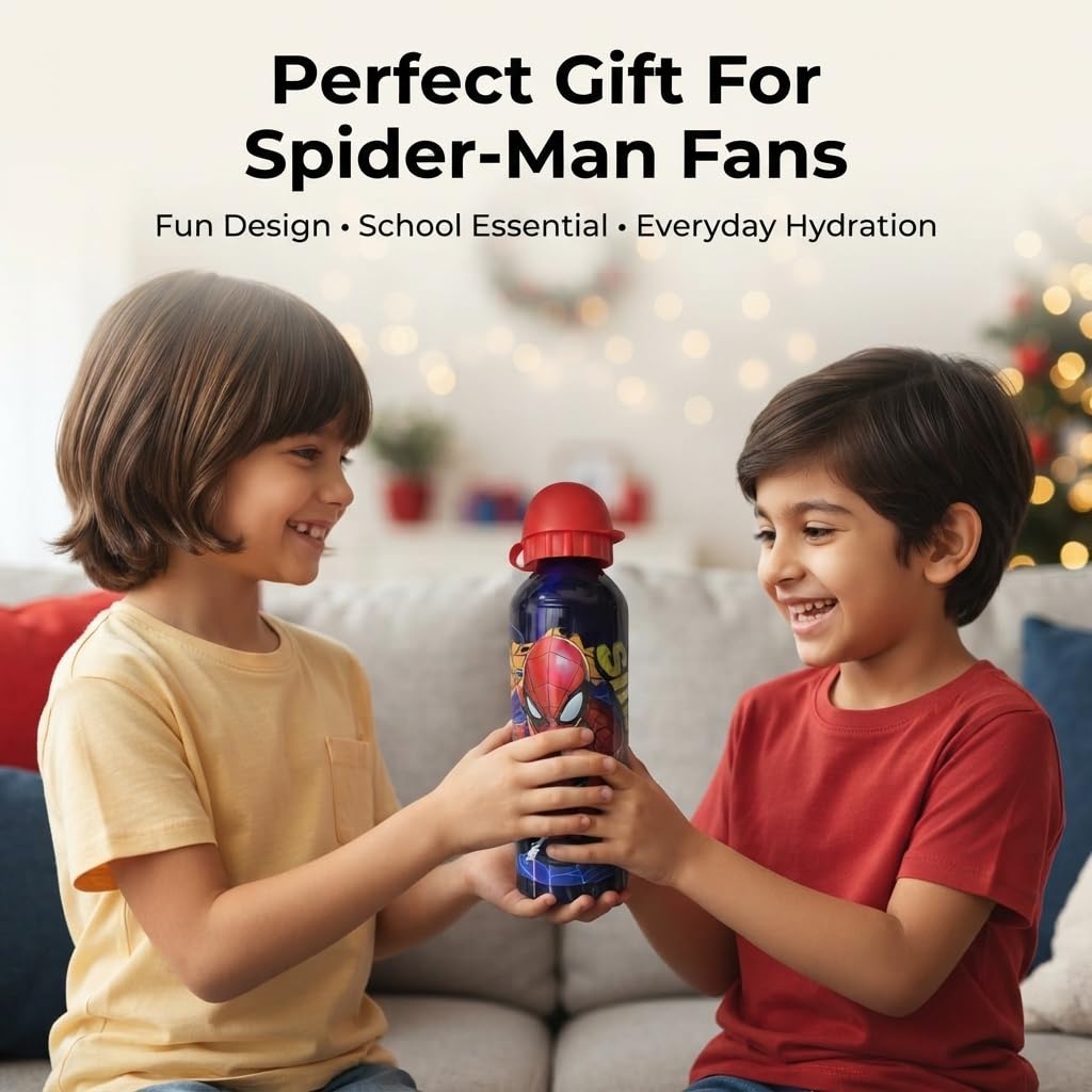 Spider-Man Kids Licensed Aluminium Water Bottle 500ml - Dark Blue