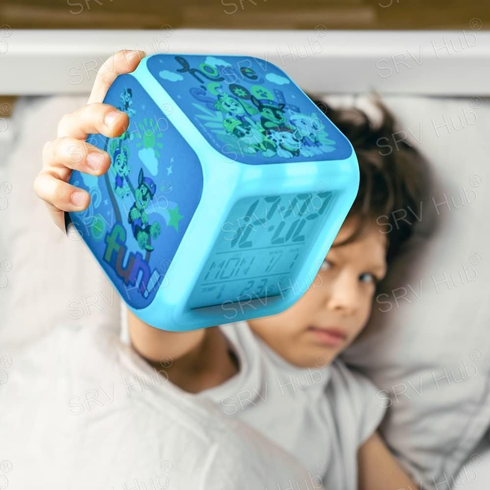 Paw Patrol 8cm Colour Changing Night Light Alarm Clock