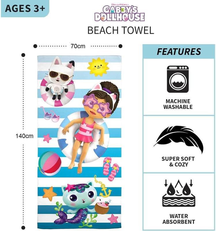 Kids Cotton Towel 140 x 70cm Assorted Characters