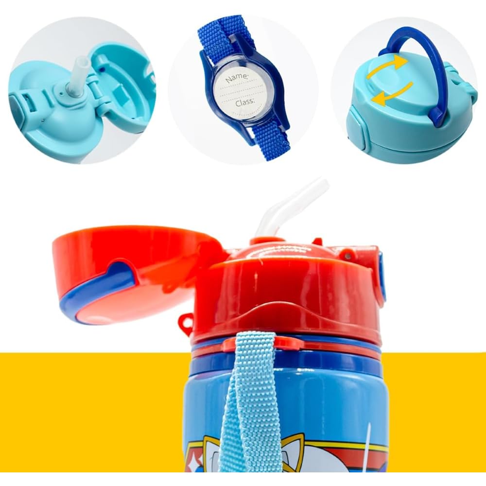 Aluminium Water Bottle with Straw & Strap 600ml - Assorted